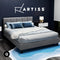 Artiss Bed Frame QUEEN Size Mattress Base Wooden Platform Fabric Grey TINO
