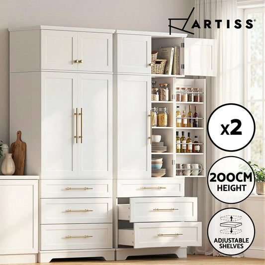 Artiss 2X Buffet Sideboard Cabinet Pantry Kitchen Storage Cupboard Drawers Doors