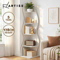 Artiss 5-Tier Bookshelf Corner Shelf S-shaped Small Bookcase Storage Rack White