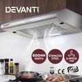 Devanti 600mm Range Hood 60cm Rangehood Kitchen Canopy LED Light Stainless Steel