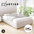 Artiss Bed Frame QUEEN Size Gas Lift Storage Mattress Base Wooden Beige VILA