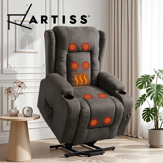 Artiss Recliner Chair Electric Massage Chairs Lift Heated Velvet Lounge Sofa