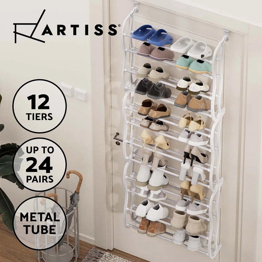 Artiss Shoe Rack Storage Cabinet Hanging Over Door 12-tier Metal Shelves