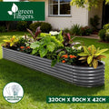 Green Fingers Garden Bed 320X80X42cm Oval Planter Box Raised Container Galvanise