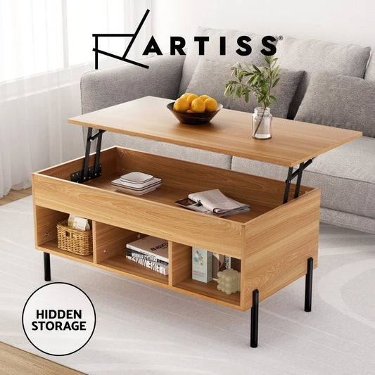 Artiss Coffee Table Lift Up Top Hidden Storage Drawer Shelf Laptop Desk Oak