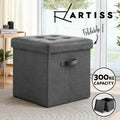 Artiss Storage Ottoman Rest Foot Stool Foldable Faux Linen Fabric 40cm Grey