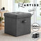Artiss Storage Ottoman Rest Foot Stool Foldable Faux Linen Fabric 40cm Grey