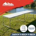 Weisshorn Folding Camping Table 240CM Portable Outdoor Picnic BBQ Aluminium Desk