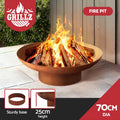 Grillz Fire Pit Charcoal Vintage Campfire Burner Rust Outdoor Steel Bowl 70CM