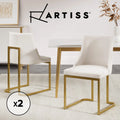 Artiss 2x Dining Chairs Cafe Chair Kitchen Modern Linen Semi-circle Frame Beige