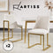 Artiss 2x Dining Chairs Cafe Chair Kitchen Modern Linen Semi-circle Frame Beige