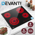 Devanti Ceramic Cooktop Electric Hob Dual Zone Touch Control 7600W Black