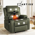 Artiss Massage Recliner Chair Velvet Armchair Lounge Sofa with Phone Holder USB