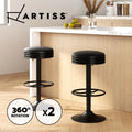 Artiss 2x Bar Stools Kitchen Dining Chairs Leather Padded Stool Gas Lift Black