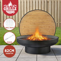 Grillz Fire Pit Table with Lid Deep Fire Bowl Wood Burning BBQ Grill