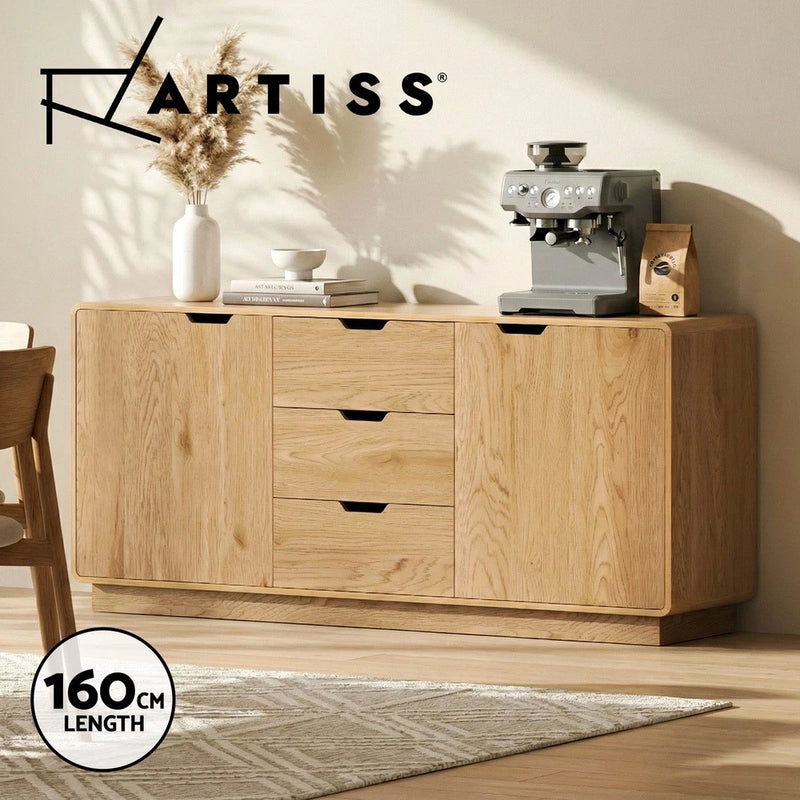 Artiss Buffet Sideboard Cabinet Storage Kitchen Cupboard Drawers Round Edge Oak