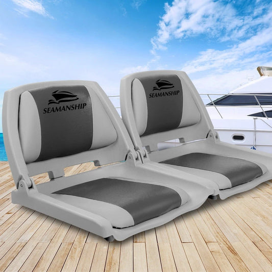 Seamanship 2X Folding Boat Seats Seat Marine Seating Set All Weather Swivels
