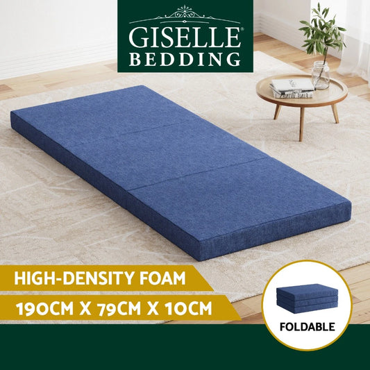 Giselle Bedding Foldable Mattress Folding Foam Mattresses Camping SINGLE Blue