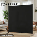 Artiss Room Divider Screen 175x180cm 1 Panel Black Fabric