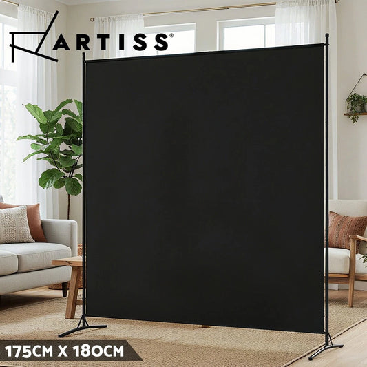 Artiss Room Divider Screen 175x180cm 1 Panel Black Fabric