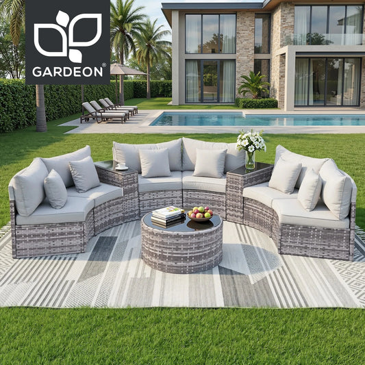 Gardeon 6 Seater Outdoor Sofa Set Table Chair Garden Rattan Patio Furniture 9PCS