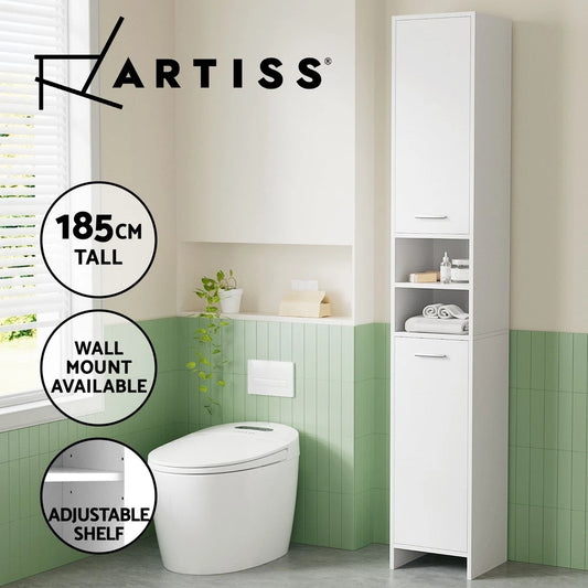 Artiss Bathroom Cabinet Storage 185cm White Tallboy Furniture Toilet Cupboard