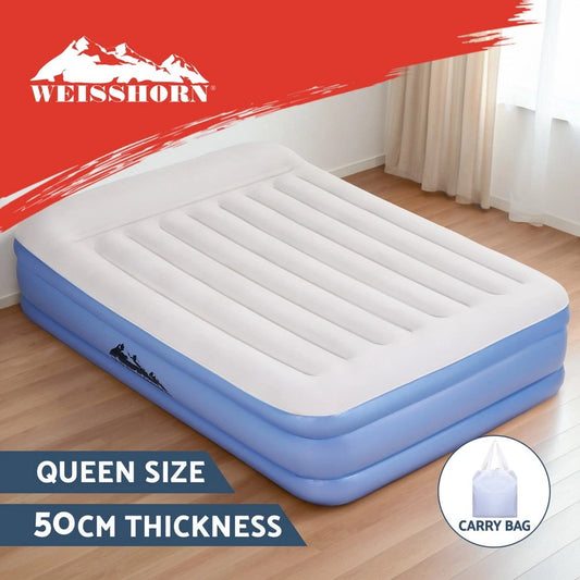Weisshorn Air Mattress Inflatable Bed Built-in Pillow Pump QUEEN Air bed 50cm