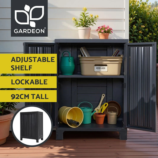 Gardeon Outdoor Storage Cabinet Box 92cm Lockable Cupboard Sheds Garage Black