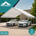 Instahut Carports 6x6m Carport Kits Steel Shelter Canopy Portable Garage Gazebo