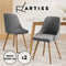 Artiss 2x Dining Chairs Retro Chair Cafe Kitchen Fabric Seat Wooden Legs Grey