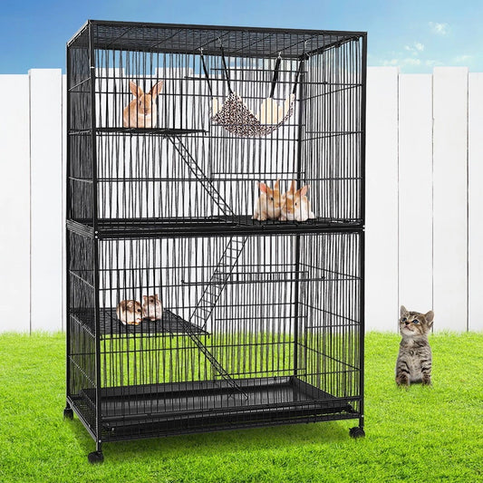i.Pet Rabbit Cage Indoor Hutch Guinea Pig Bird Ferret Cat Hamster 142cm 4 Level