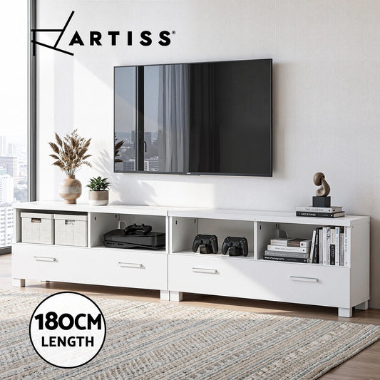 Artiss TV Cabinet Entertainment Unit Stand 180cm 4 Storage Drawers White Eddie