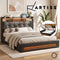 Artiss DOUBLE Bed Frame Gas Lift Storage LED Lights Charging Station Headboard