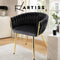 Artiss 1x Dining Chair Armchair Cafe Lounge Vanity Chairs Velvet Weaving Black
