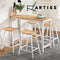 Artiss Bar Table and Stools Set Dining Desk Solid Wood Kitchen Chairs Cafe Pub