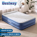 Bestway Air Mattress Inflatable Bed Built-in Pump Luxury QUEEN Airbed 56cm Blue