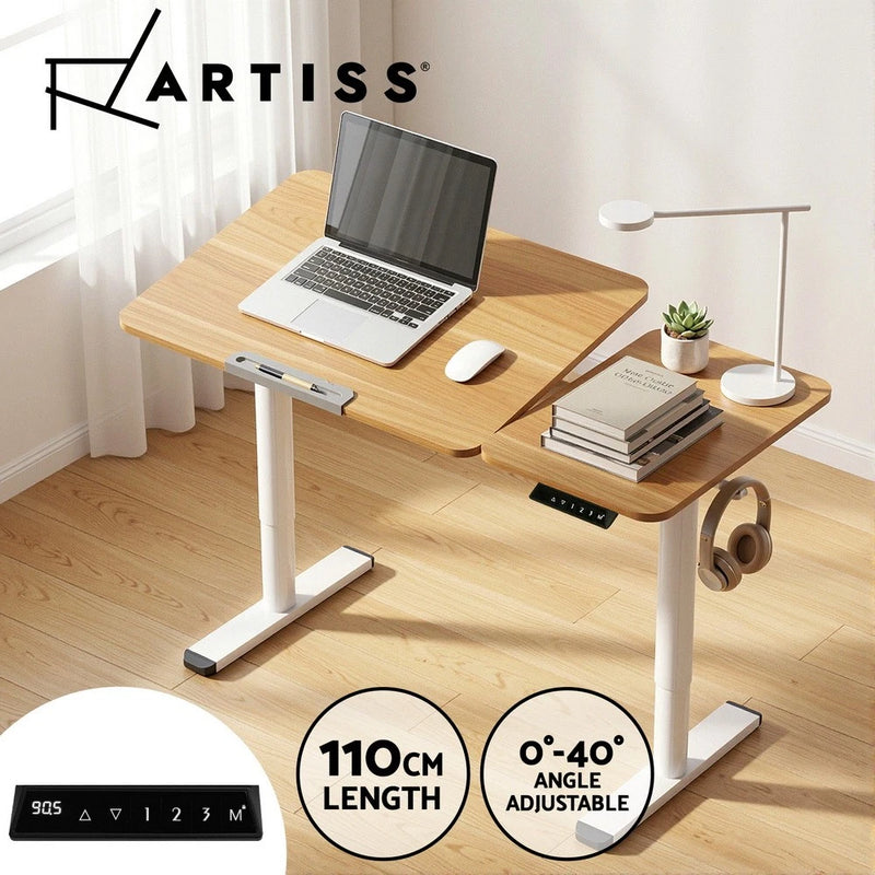Artiss Adjustable Standing Desk Motorised Drawing Drafting Table WFH Small 110cm