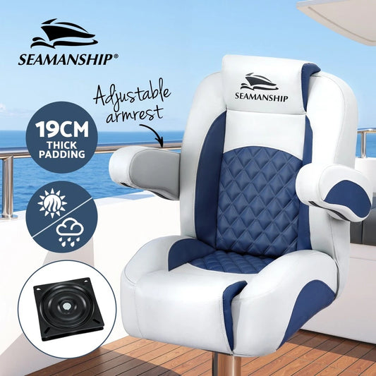 Seamanship 90 degrees to 155 degrees Reclining Captain Boat Seat with Armrests