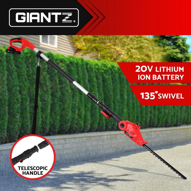Giantz 20V Lithium-Ion Cordless Pole Hedge Trimmer Garden Pruner Electric Cutter