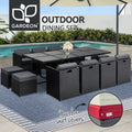 Gardeon Outdoor Dining Set 13 Piece Wicker Table Chairs Setting Black