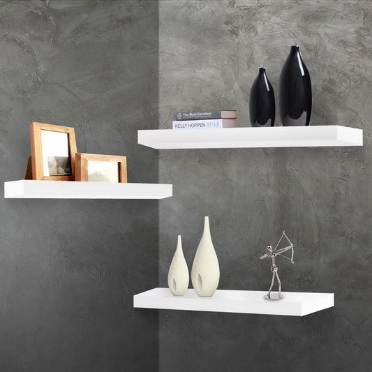Artiss Floating Wall Shelf Set DIY Mount Shelves 3pcs Book Display Rack White