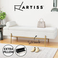 Artiss Storage Ottoman Bed Blanket Box 140cm Extra Pillow Footstool Boucle White