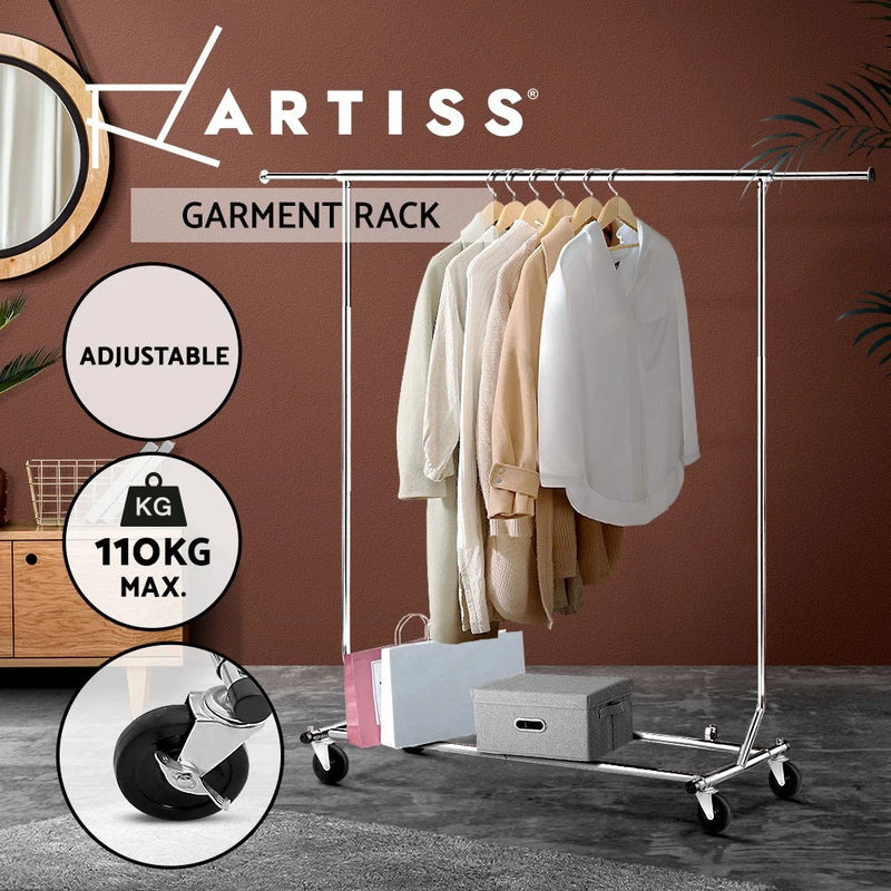 Heavy Duty Artiss Clothes Rack Airer Rail Garment Metal Adjustable Shelf Wheels
