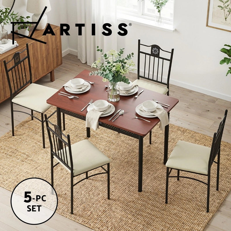 Artiss Dining Table and Chairs Set of 5 Compact Kitchen Furniture Upholstered