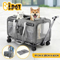 i.Pet Pet Stroller Foldable Swivel Wheels Cat Dog Carrier Grey