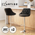 Artiss 2x Bar Stools Kitche Counter Stool Leather Swivel Gas Lift Chairs Black