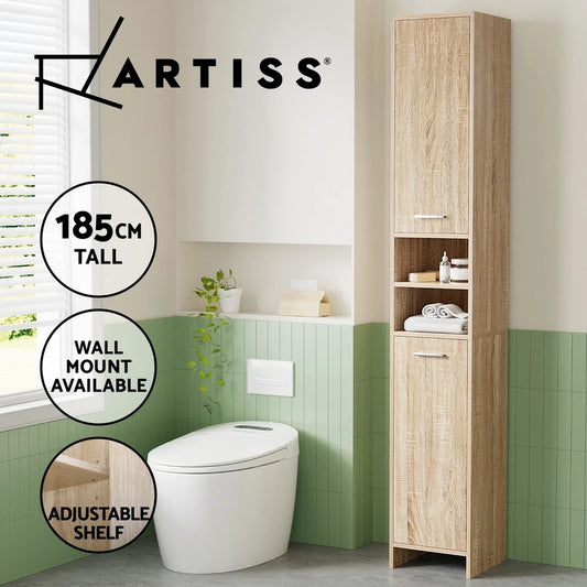 Artiss Bathroom Cabinet Storage 185cm Wooden Tallboy Furniture Toilet Cupboard