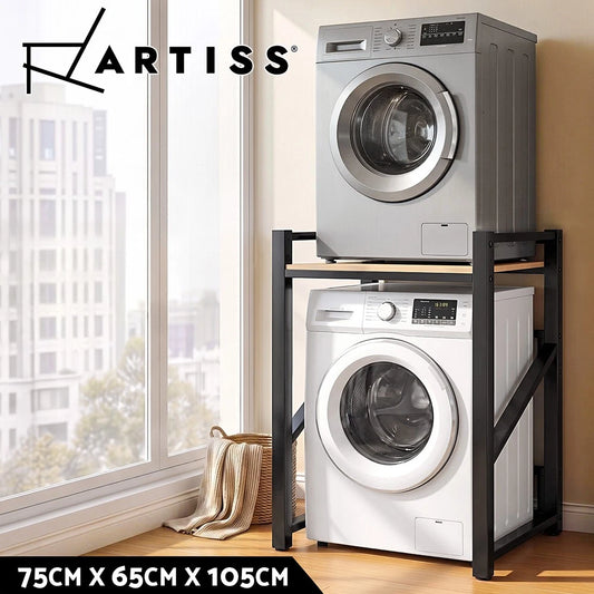 Artiss Over Washing Machine Rack Laundry Shelf Space Saver 75cm Black