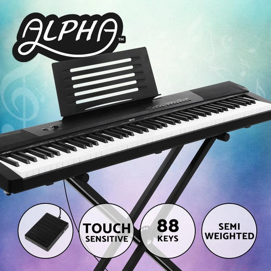 Alpha 88 Keys Digital Piano Keyboard Electronic Electric Keyboards + Stand