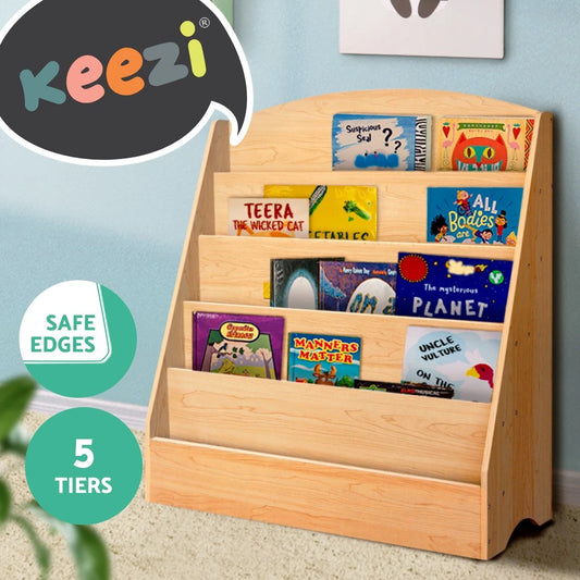 Keezi 5 Tiers Kids Bookshelf Magazine Shelf Rack Organiser Bookcase Display